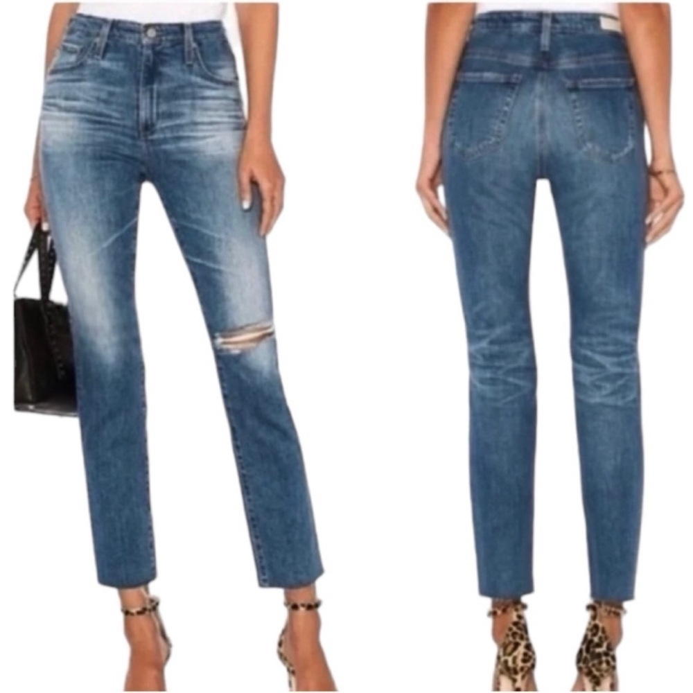 AG Adriano Goldschmied The Isabelle High-Rise Straight Cropped Stretch Jeans NWT